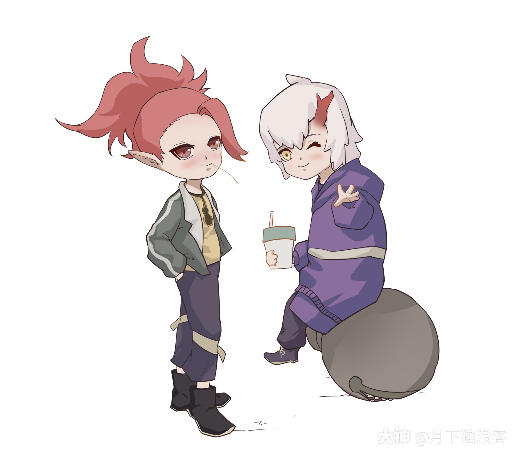 百鬼幼儿园,阴阳师同人,酒茨 睡前一画_阴阳师 大神