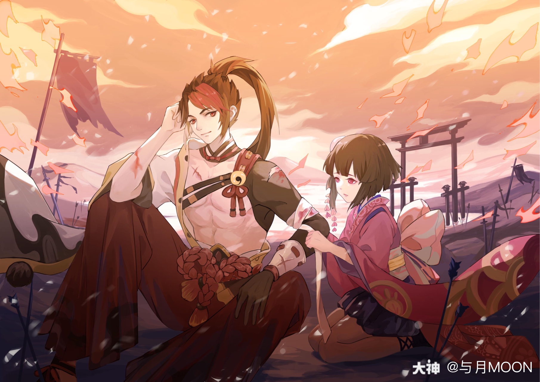 画了兄妹俩#阴阳师同人##神乐##源博雅#阴阳师2020-08-04来自与月moon