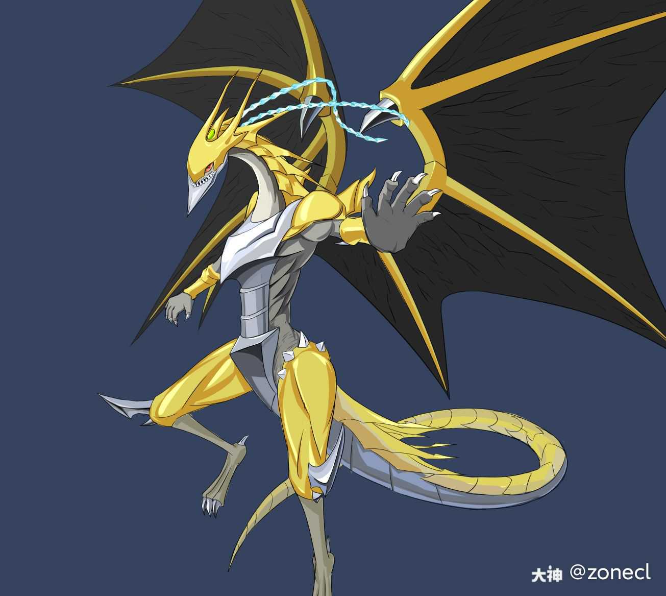 介绍:很帅的8星龙族卡名称:巨神龙 闪耀#游戏王创