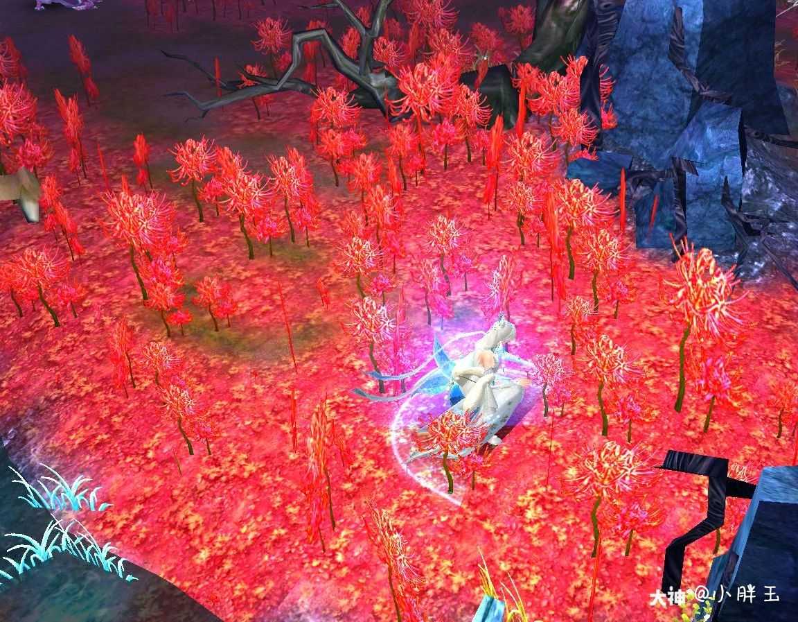 红色彼岸花花瓣遍地撒谁会在乎 她在哭泣啊倩女幽魂手游_倩女幽魂手游