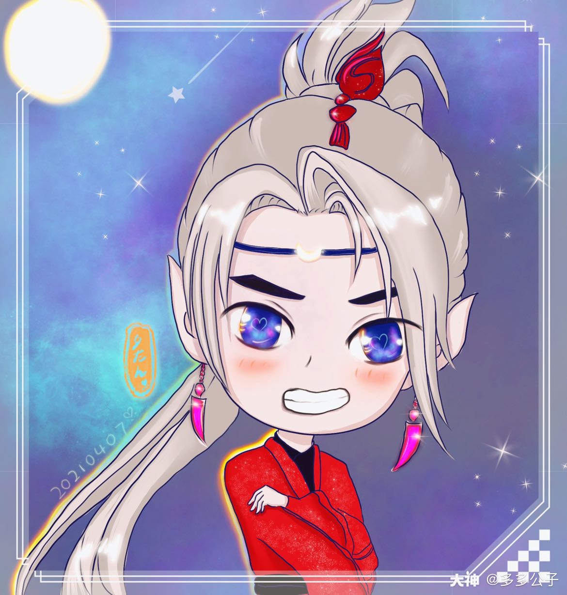 94【多多手绘-q版杀破狼】94红衣白发94可爱魔君降临94_梦幻