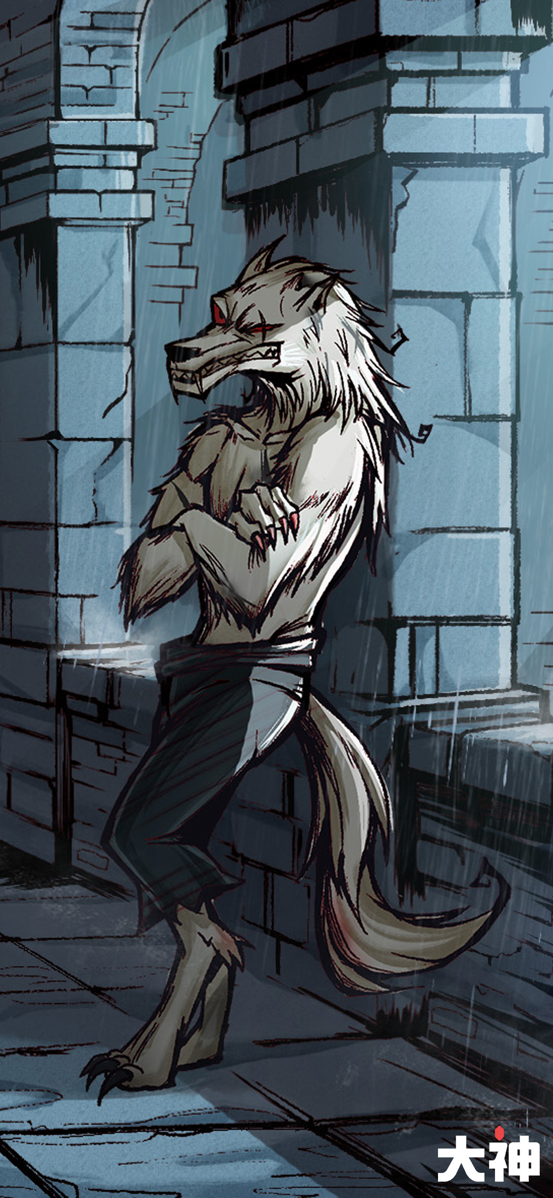 狼人杀壁纸月夜下靠墙而站的白狼王在沉思什么呢 或许 狼人杀 大神