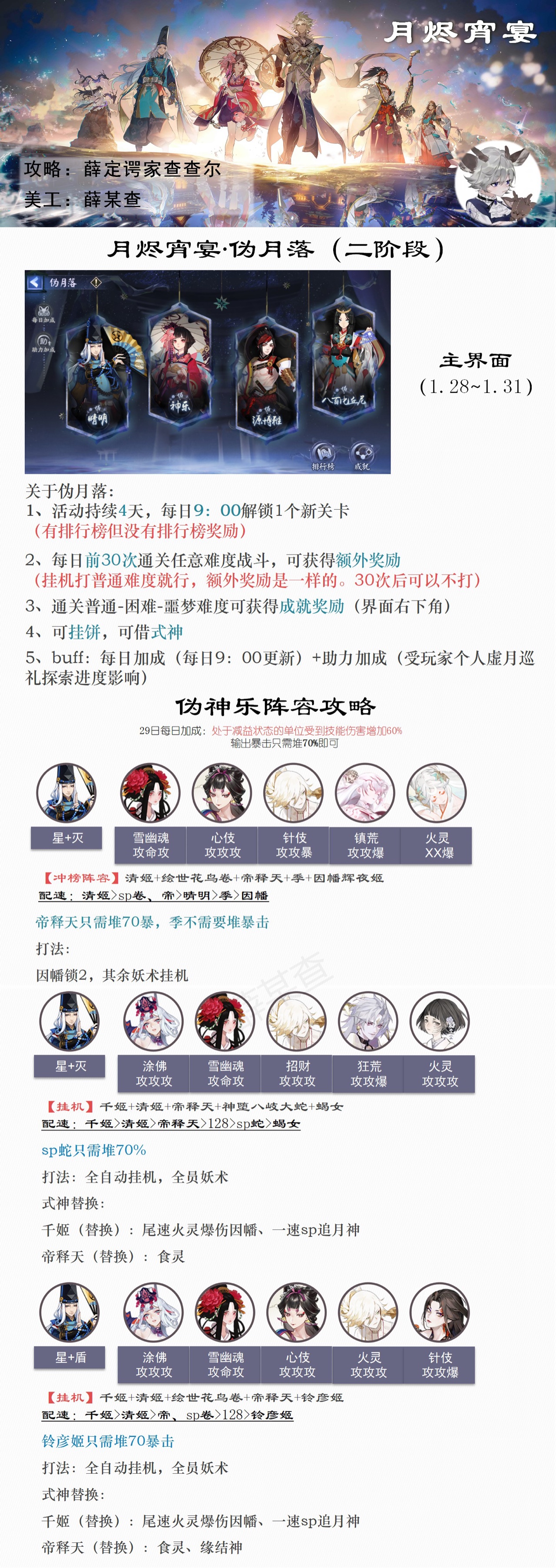 月烬宵宴】伪月落，活动二阶段攻略Day2伪神乐_阴阳师 | 大神