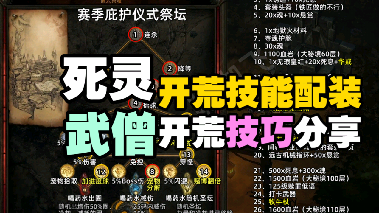 暗黑攻略 死灵及武僧 开荒技能配装 开荒技巧祭坛图 赛季旅程_暗黑破坏神 | 大神