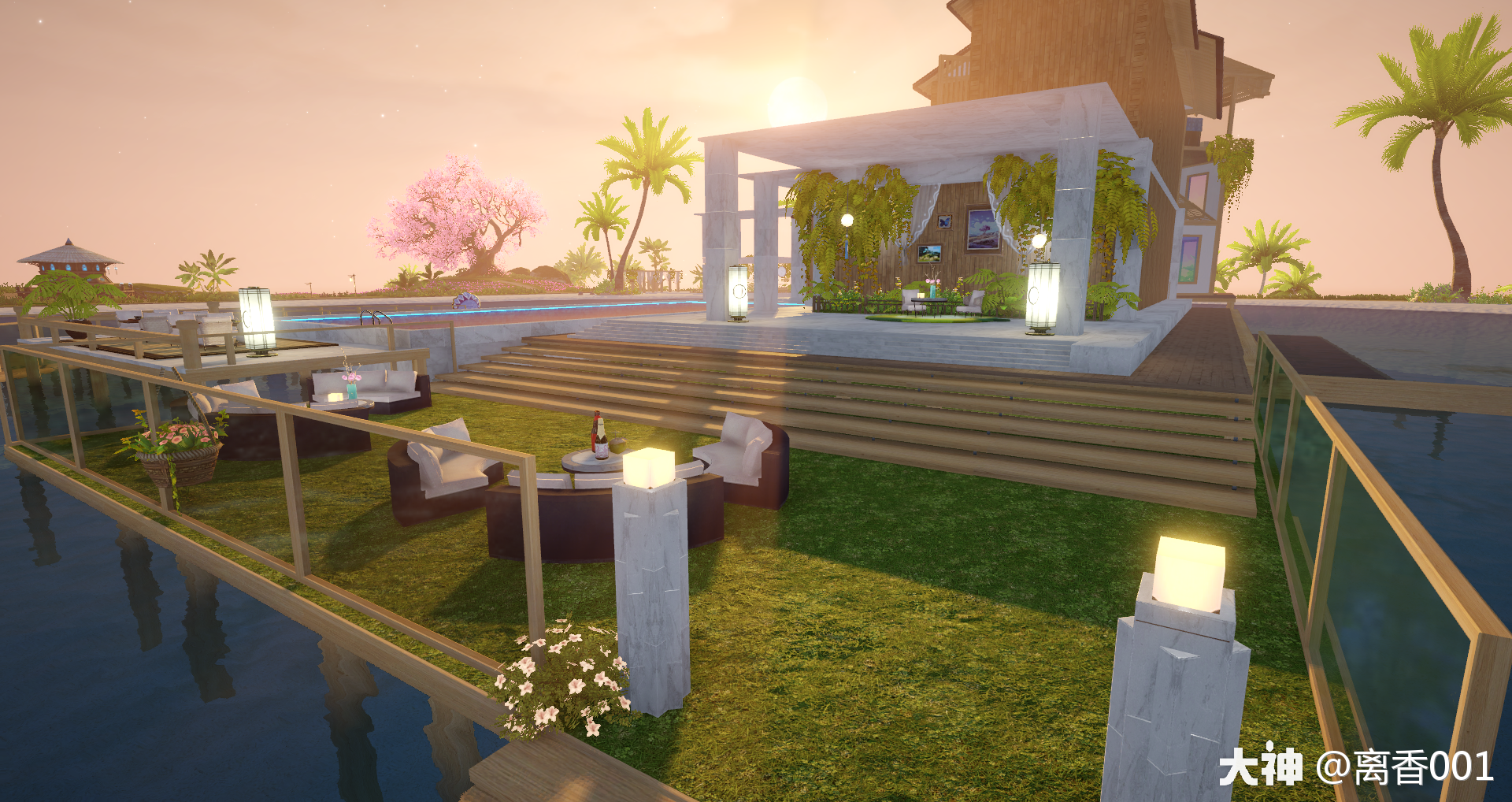 椰风海韵,旖旎夕阳.浪漫热带度假小屋家园展示_天谕手游 | 大神