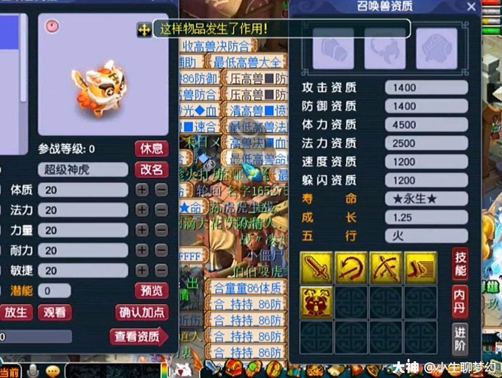 神虎(壬寅)技能虎虎生风测试结果与两高级技能打书搭配选择_梦幻西游