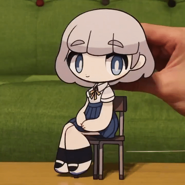 推特作者 わす 手工制作的可动小纸人.(via