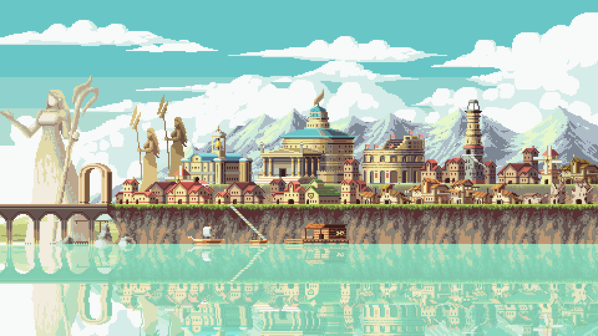像素风横版城市建造游戏《lakeside》现已在 steam